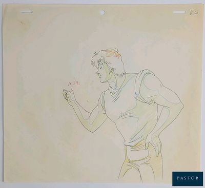 dessin représentant un homme tenant une raquette de tennis à la main