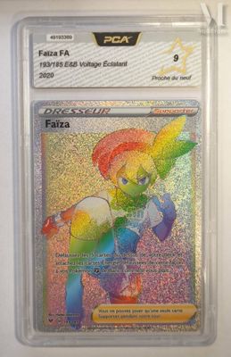 a close up of a card in a plastic case on a table