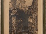 an image of a drawing of a castle in a frame