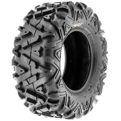 an atv tire on a white background