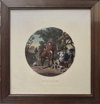 an old picture of a man riding a horse with a group of people around him