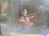 une photo d'un tableau représentant un homme et un chien
