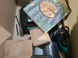 a cardboard box with a pizza in it and a box with a pizza inside of it
