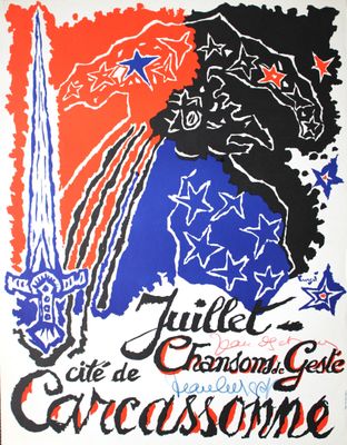 une image représentant une affiche sur laquelle figure le dessin d'une femme tenant une épée