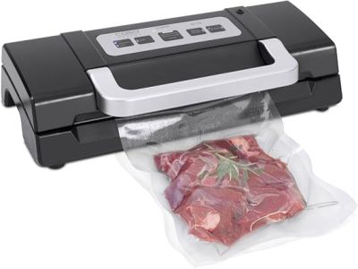 a vacuumr with meat inside of it on a white background