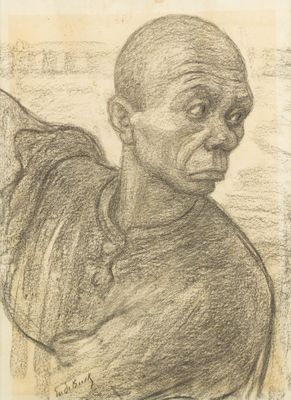 Evariste De Buck (1892-1974) 'Portrait d'un homme' Fusain su…