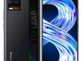 vue arrière et latérale d'un smartphone noir sur fond bleu