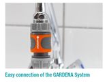 an image of a faucet connected to a faucet with the words easy connection of the garden system