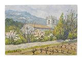 une image représentant un tableau d'une église dans un champ