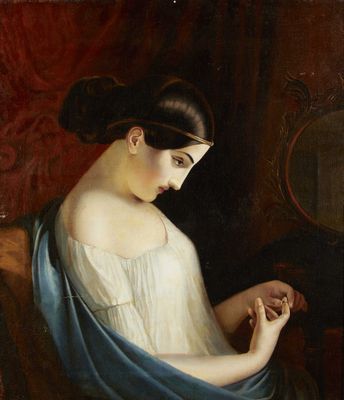 une image d'un tableau représentant une femme assise sur une chaise