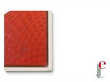 a red book sitting on top of a white table