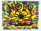 an image of a picture of a painting of an octopus on a colorful background