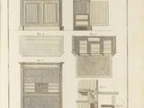 a drawing of a room with a window and a shelf