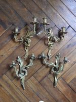 DEUX PAIRES D'APPLIQUES à deux bras de lumière en bronze et … (photo 2)