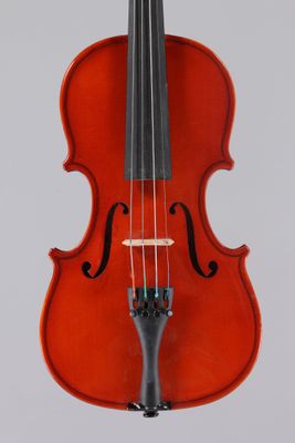 a close up of a violin on a white background