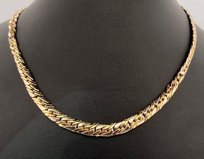Débris de collier en or deux tons 750 millièmes à maille fantaisie. Po - Photo 1