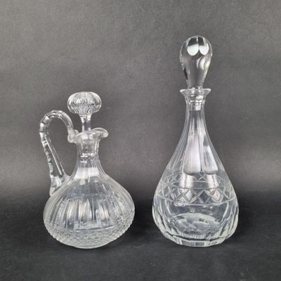 pair of cut glass decanters