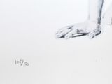 a drawing of a person ' s legs and feet on the ground