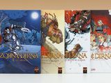 trois livres sont empilés sur une table