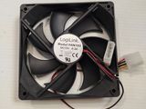 a close up of a computer fan on a table with wires