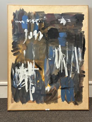 une image représentant un tableau sur un châssis en bois, sur fond noir et blanc