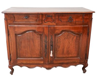 a wooden cabinet with two doors and two drawers