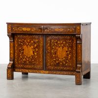 Buffet hollandais ancien, riche marqueterie florale ornée d'… (photo 3)