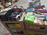 many boxes of food and other items in a warehouse