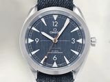 an image of a close up of a wrist watch with a blue strap