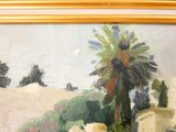 un tableau représentant un palmier au milieu d'un champ