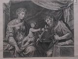 a drawing of a woman holding a baby and a man holding a baby