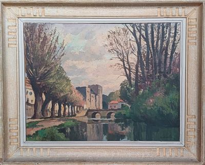 Gaston BALANDE (1880-1971) "Vue de Niort: Bord de rivière:Vu…