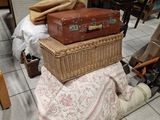 several suitcases stacked on top of each other in a room