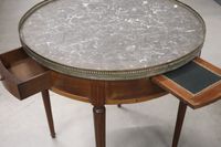 Table bouillote en bois naturel, plateau de marbre gris Ste … (photo 2)