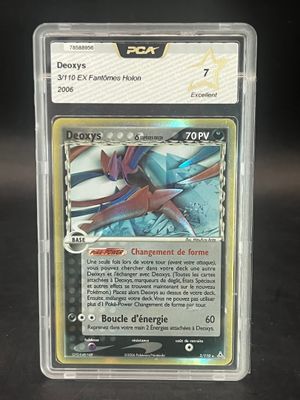 a close up of a card in a plastic case on a table