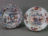 pair of chinese blue and white plates with floral decoration