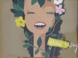 une photo d'un tableau représentant une femme avec des fleurs dans les cheveux