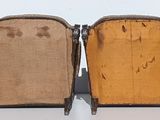 pair of antique chairs with burlock upholstered back and arms