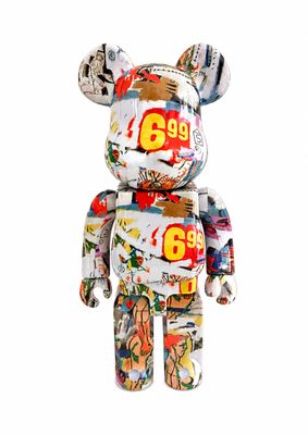 a bear made out of magazines on a white background