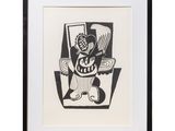 black and white drawing of a man with a tennis racquet in his hand