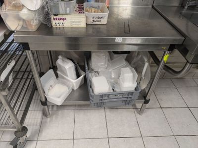 Petite table en inox à dosseret et plateau d'entrejambe - Photo 1