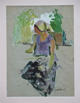 Yuri LOUTSKEVITCH "Paysanne", gouache sur papier signée et d…