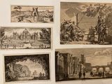 four pictures of a man riding a horse in front of a castle