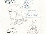 drawing of a bunch of cartoon characters on a piece of paper