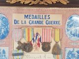 a picture of a plaque with medals on it