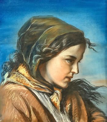 painting of a young girl holding a bird in her hands