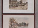 deux photos représentant un bâtiment et un lac