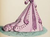 an illustration of a woman in a pink dress with a fan