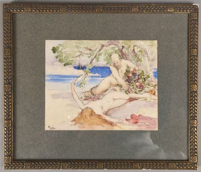 une image représentant un tableau d'une femme nue sur la plage