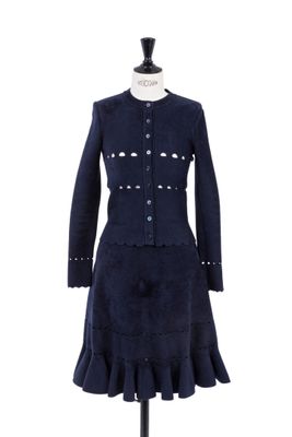 ALAIA - Ensemble en lainage mousseux marine, composé d'un ca…